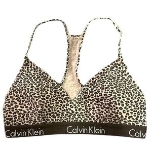 Calvin Klein sz L brown & tan Leopard Print racerback padded pullover Bralette